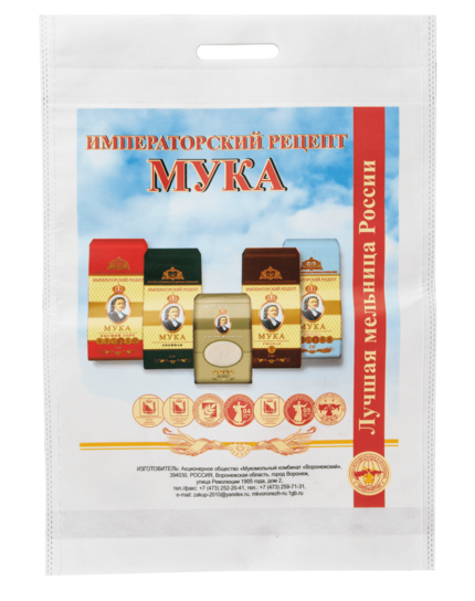 Сумка из спанбонда, 40х57см, 10кг, 80гр/м2 прорубная ручка, полноцветная печать